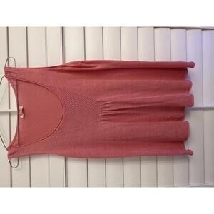 Eileen Fisher 100% linen pink tank top with crochet mesh detail size Large